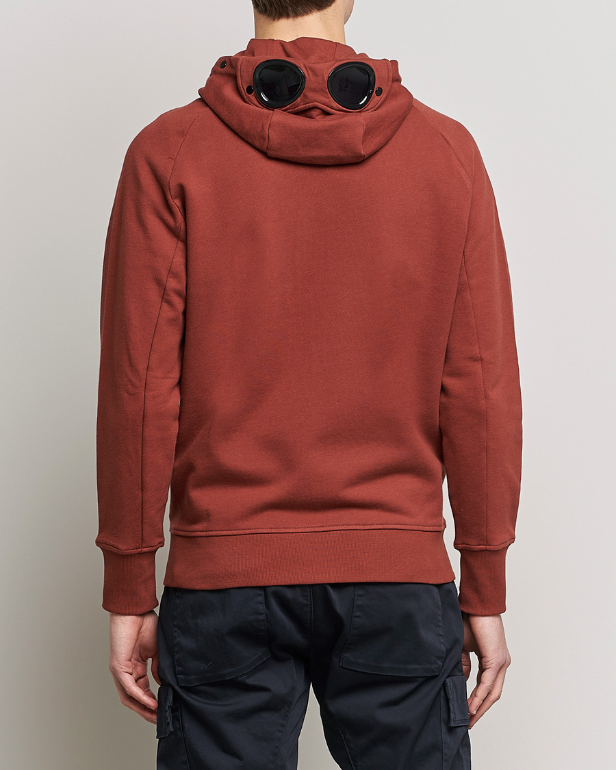 Mies | Puserot | C.P. Company | Diagonal Raised Fleece Full Zip Goggle Hoodie Rust