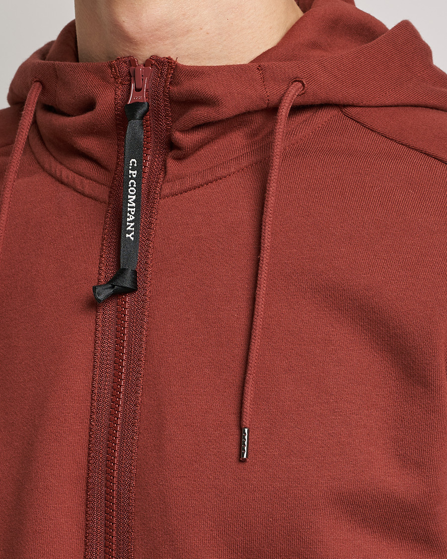 Mies | Puserot | C.P. Company | Diagonal Raised Fleece Full Zip Goggle Hoodie Rust