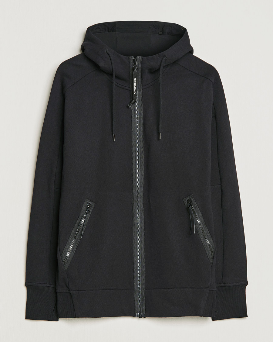 Mies | Puserot | C.P. Company | Diagonal Raised Fleece Full Zip Goggle Hoodie Black