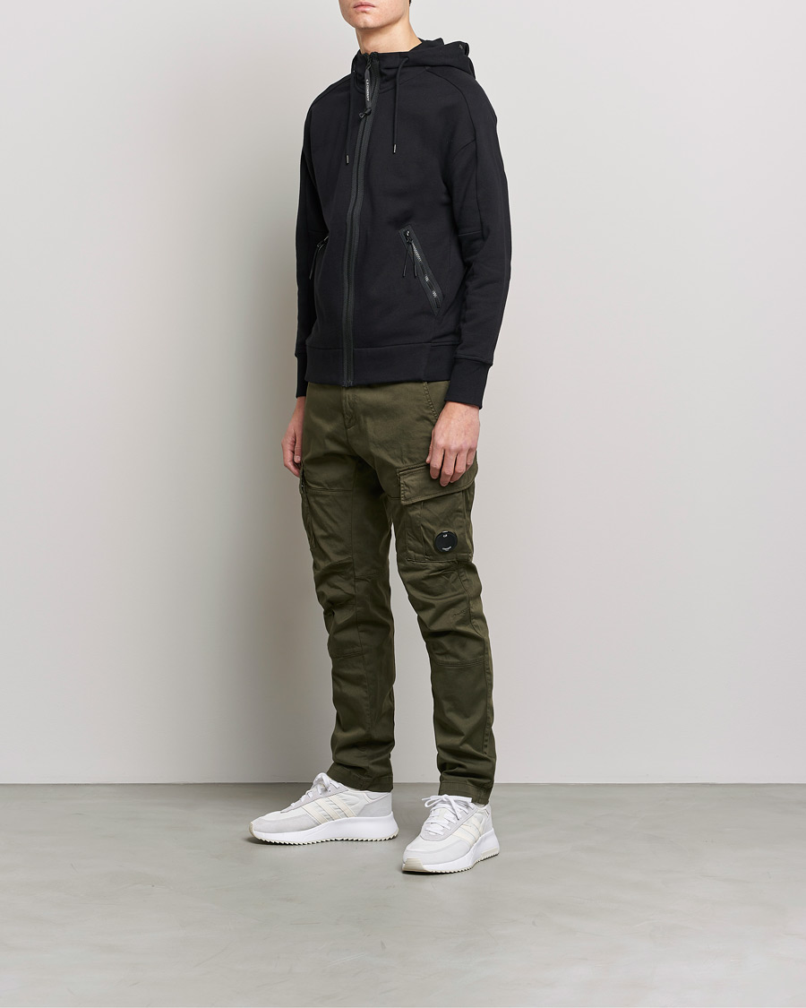 Mies | Puserot | C.P. Company | Diagonal Raised Fleece Full Zip Goggle Hoodie Black