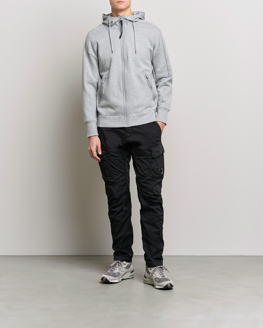 Mies | Puserot | C.P. Company | Diagonal Raised Fleece Full Zip Goggle Hoodie Grey