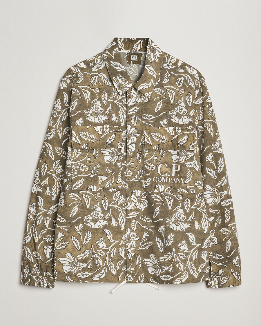 Mies | Kauluspaidat | C.P. Company | Garment Dyed Printed Popline Overshirt Olive