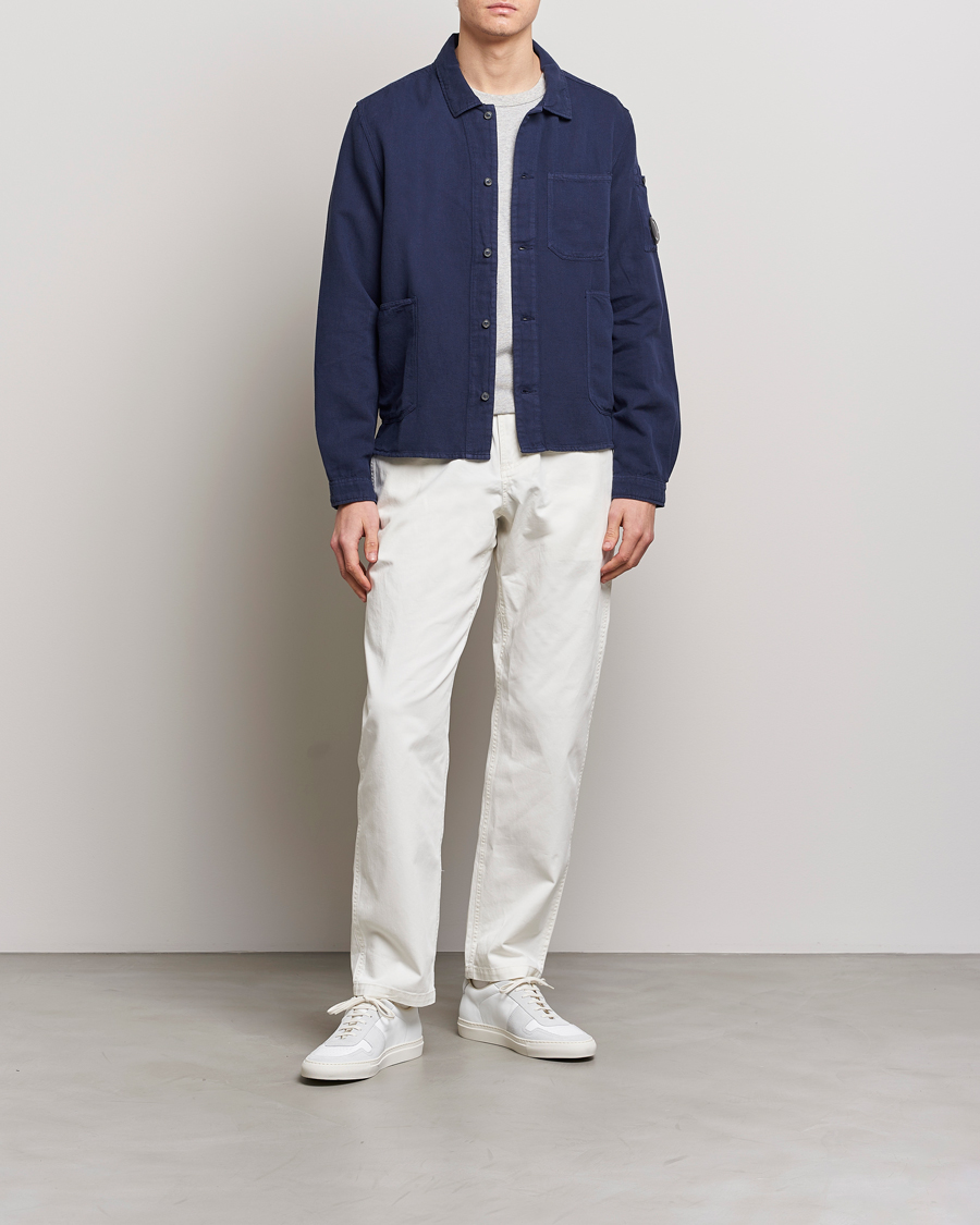 Mies | Kauluspaidat | C.P. Company | Broken Linen/Cotton Garment Dyed Overshirt Navy