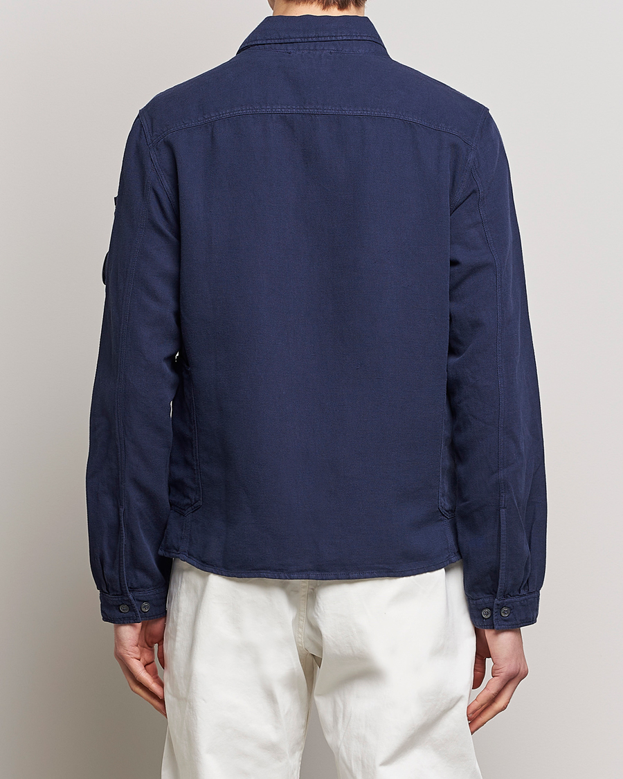 Mies | Kauluspaidat | C.P. Company | Broken Linen/Cotton Garment Dyed Overshirt Navy
