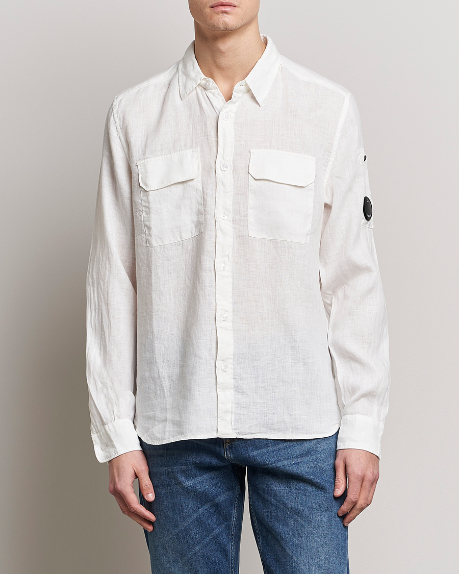 Mies | Pellavan paluu | C.P. Company | Long Sleeve Linen Shirt White