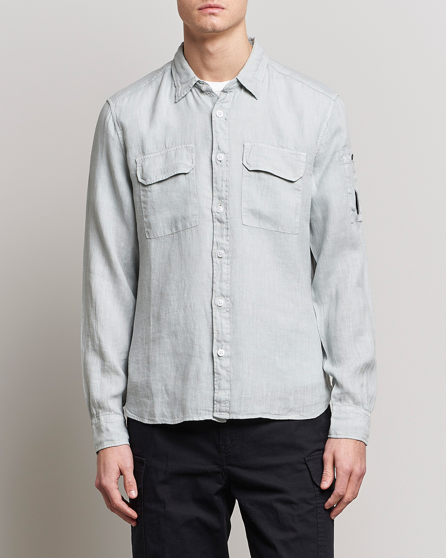 Mies | Pellavapaidat | C.P. Company | Long Sleeve Linen Shirt Ocean