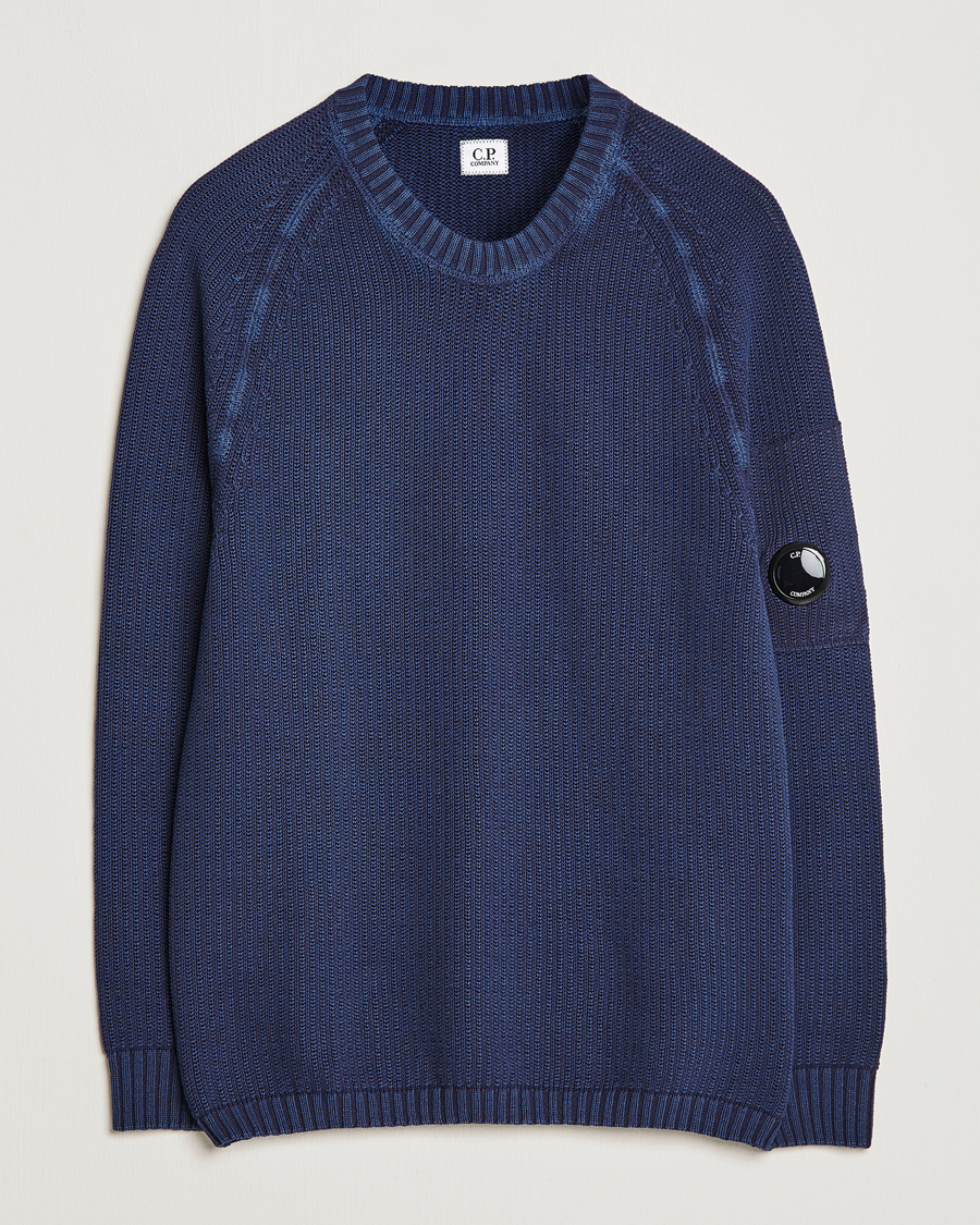 Mies | Puserot | C.P. Company | Cotton Crepe Special Dyed Knitted Crewneck Navy