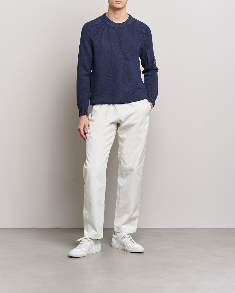 Mies | Puserot | C.P. Company | Cotton Crepe Special Dyed Knitted Crewneck Navy