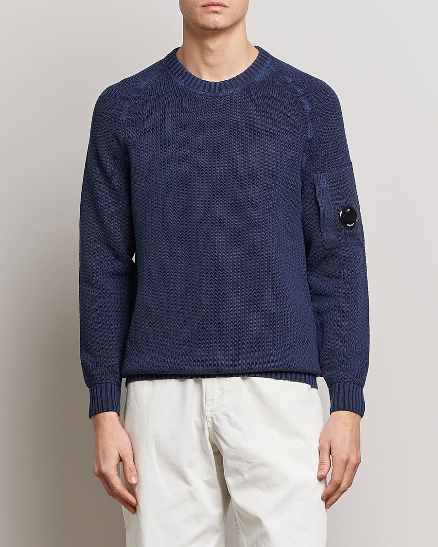 Mies | Puserot | C.P. Company | Cotton Crepe Special Dyed Knitted Crewneck Navy