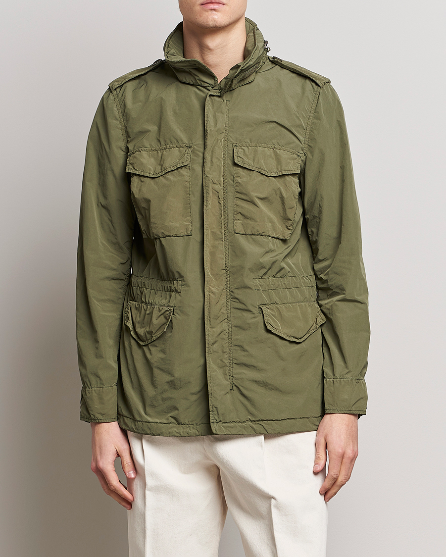 Mies | Klassiset takit | Aspesi | Giubotto Garment Dyed Field Jacket Army Green