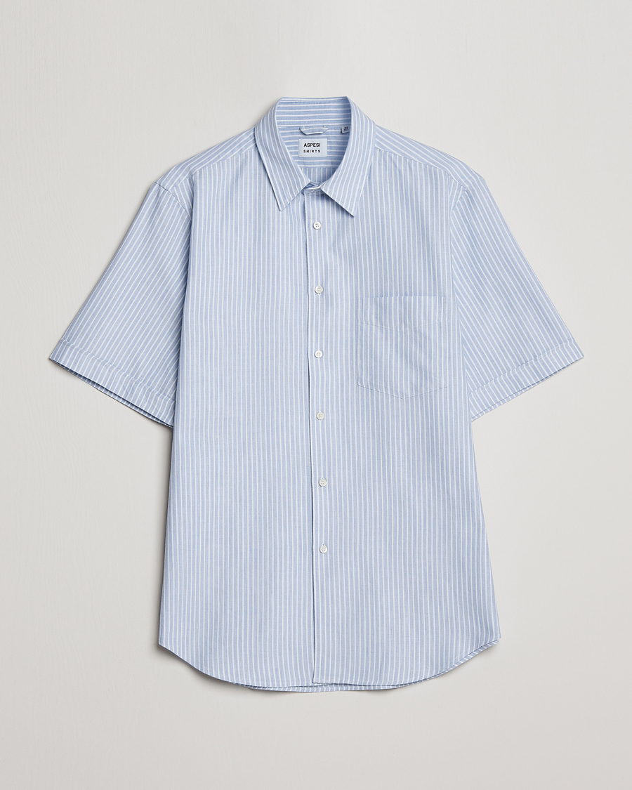 Mies | Kauluspaidat | Aspesi | Striped Oxford Camp Shirt Light Blue
