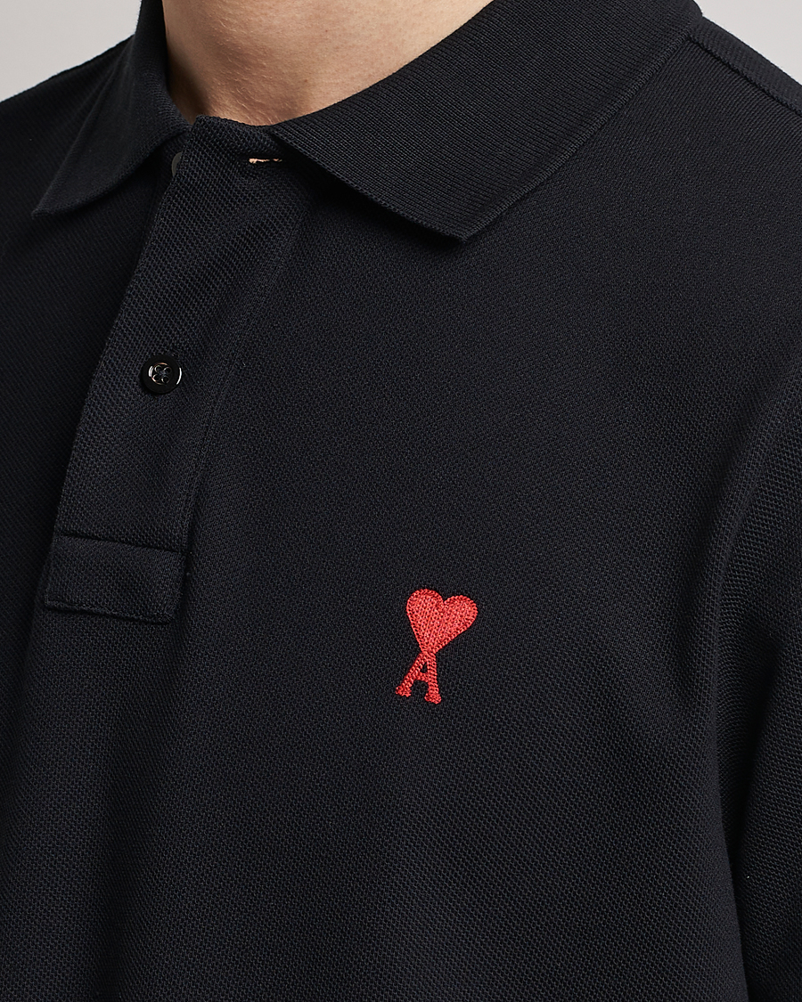Mies | Pikeet | AMI | Heart Logo Piquet Polo Black