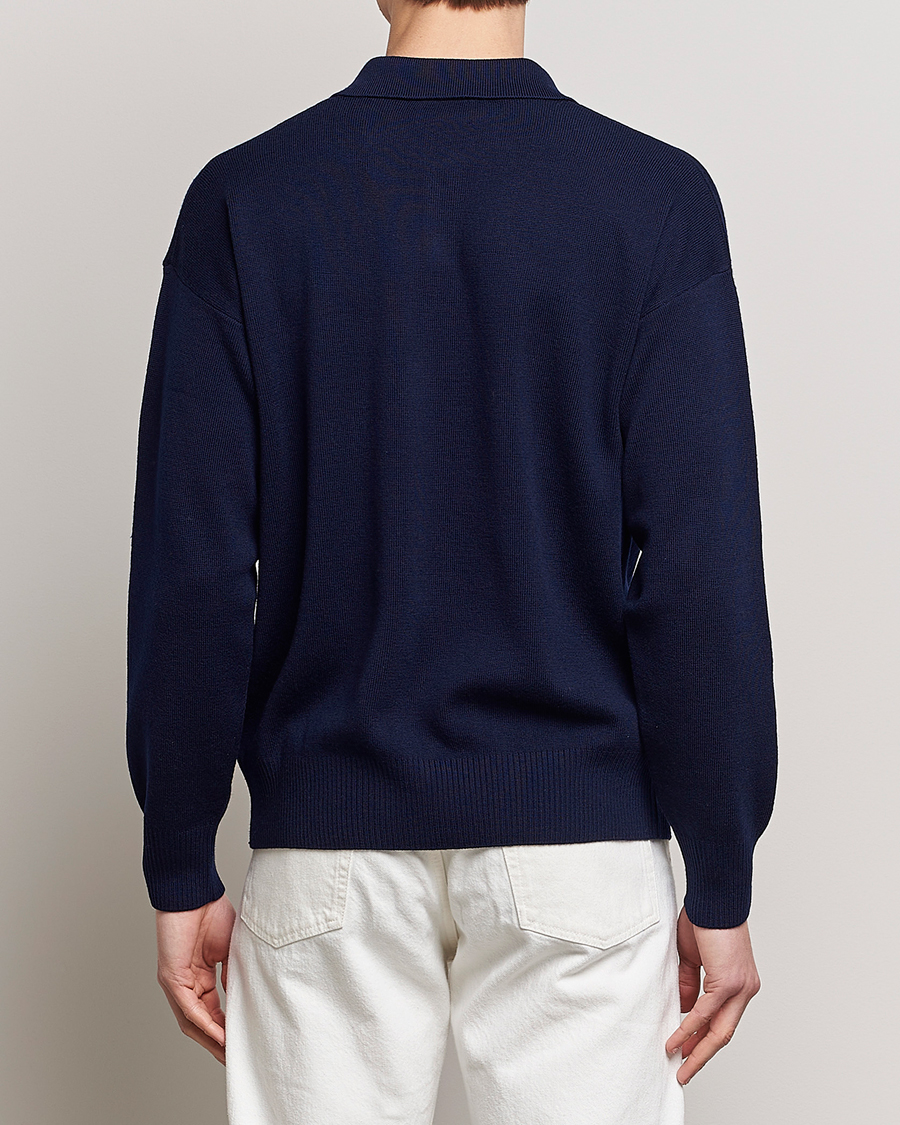 Mies | Puserot | AMI | Heart Long Sleeve Knitted Polo Navy
