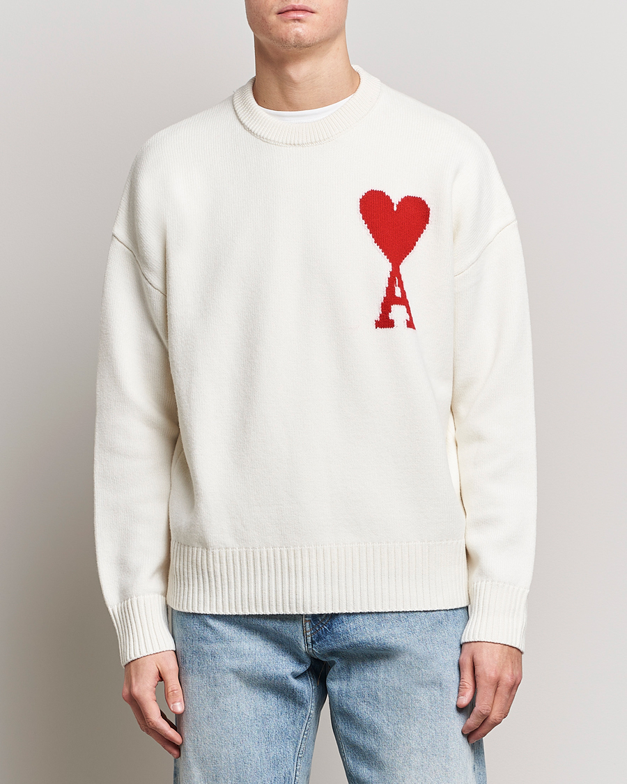 Mies | Neuleet | AMI | Big Heart Wool Sweater Off White