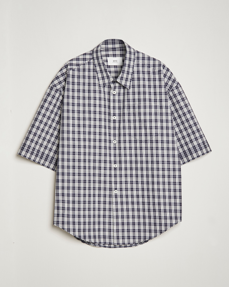 Mies | Kauluspaidat | AMI | Boxy Fit Short Sleeve Shirt Navy Check