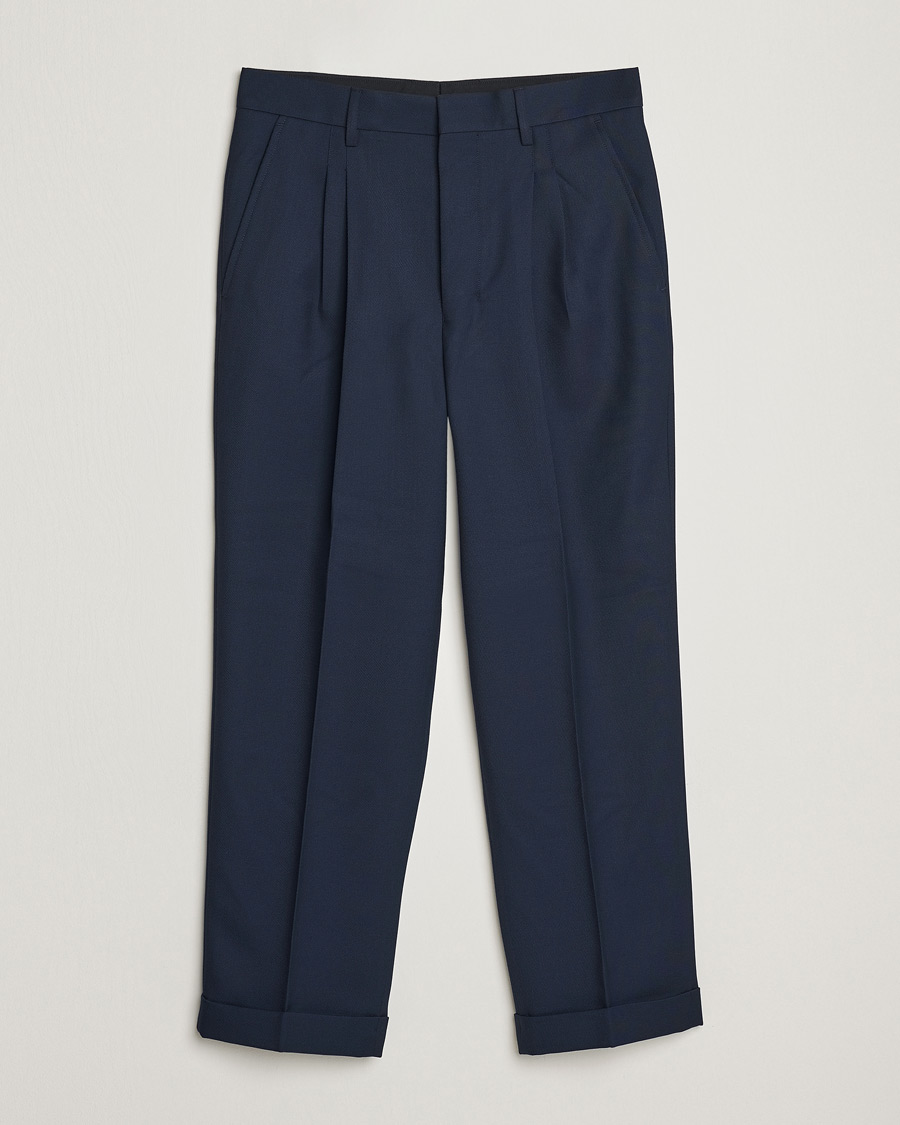 Mies | Housut | AMI | Wool Carrot Fit Trousers Navy
