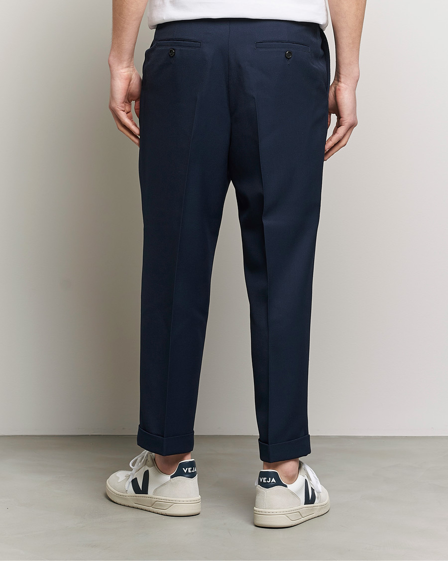 Mies | Housut | AMI | Wool Carrot Fit Trousers Navy