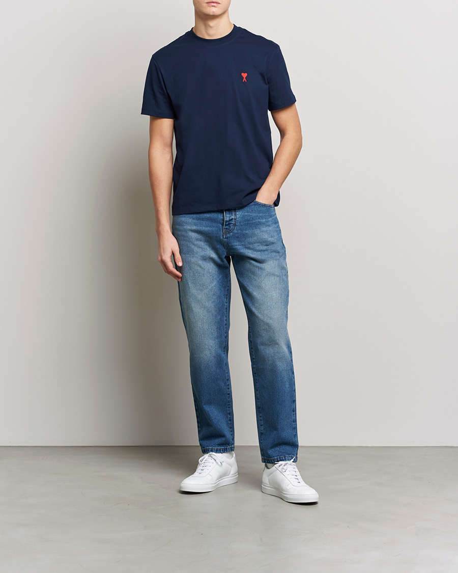 Mies | Farkut | AMI | Tapered Jeans Used Blue Wash