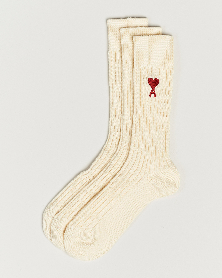 Mies | Alusvaatteet | AMI | 3-Pack Heart Socks White