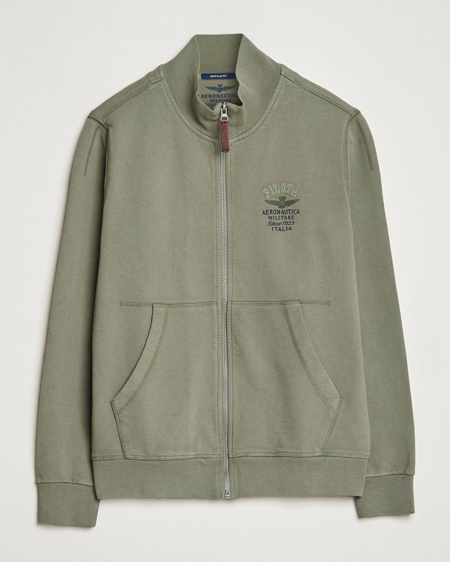 Mies | Puserot | Aeronautica Militare | Full Zip Sweater Green