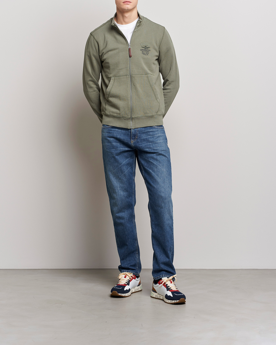 Mies | Puserot | Aeronautica Militare | Full Zip Sweater Green