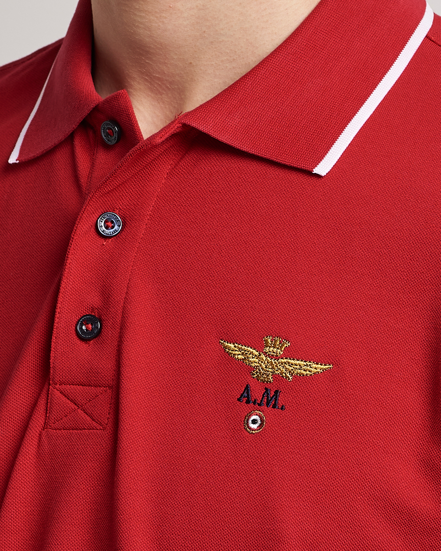 Mies | Pikeet | Aeronautica Militare | Garment Dyed Cotton Polo Red