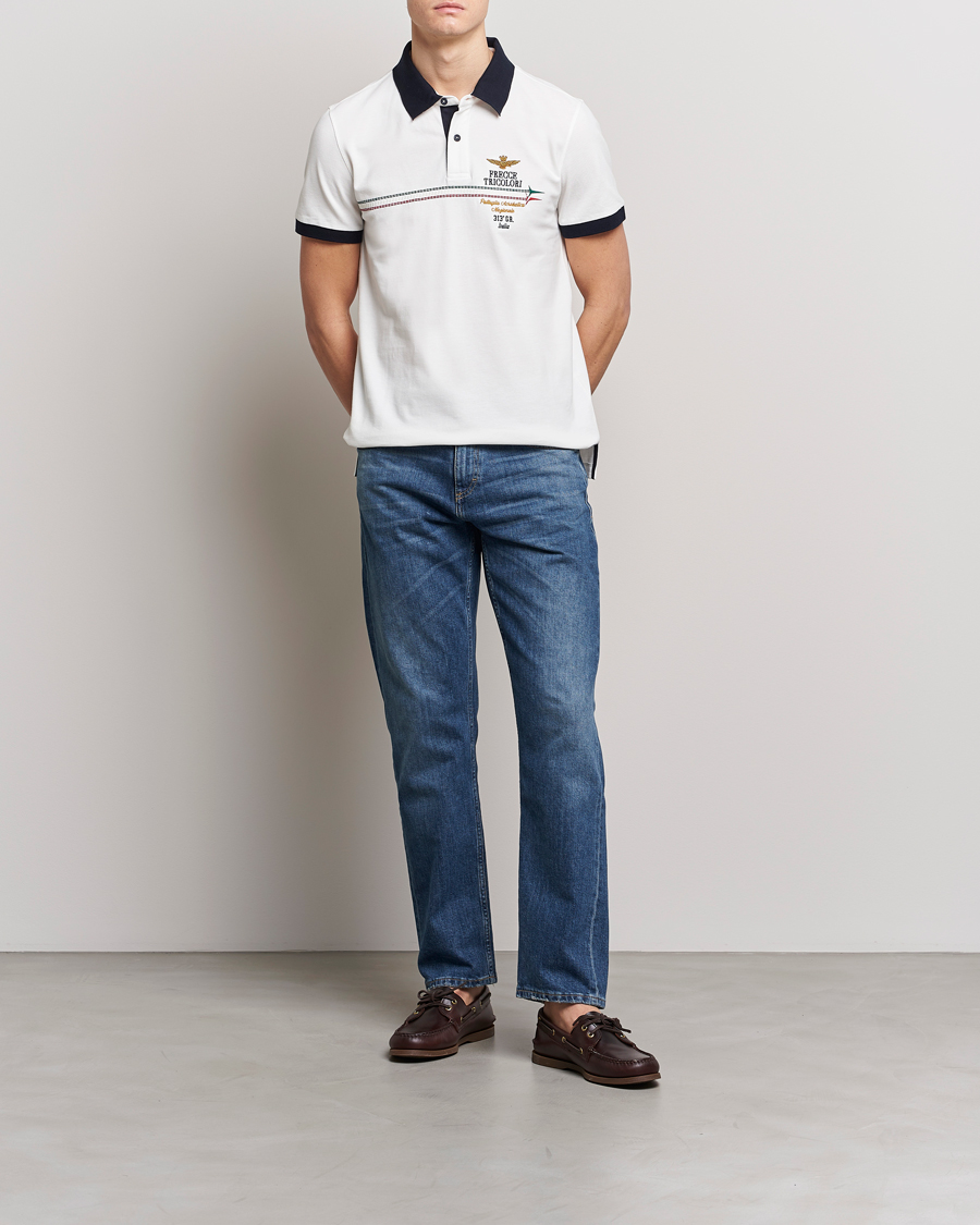 Mies | Pikeet | Aeronautica Militare | Contrast Collar Polo Off White