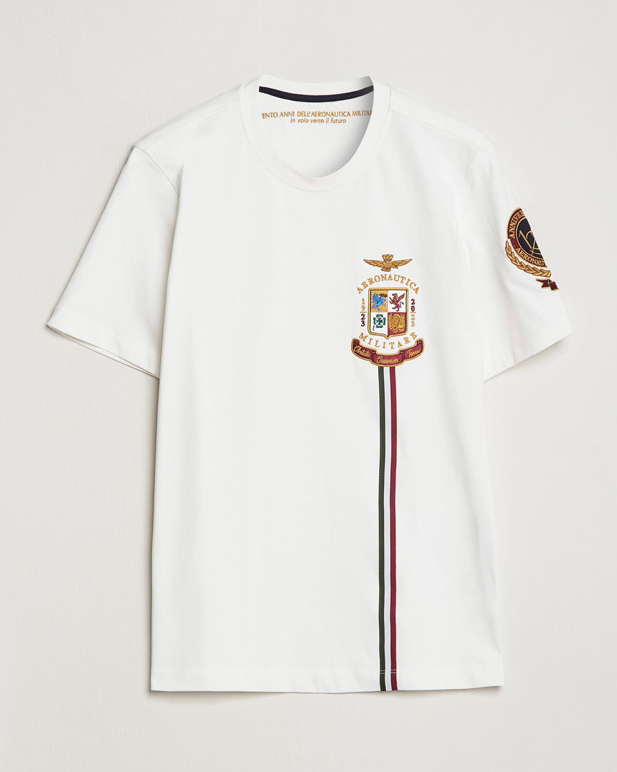 Mies | T-paidat | Aeronautica Militare | Tape Cotton T-Shirt White Cream