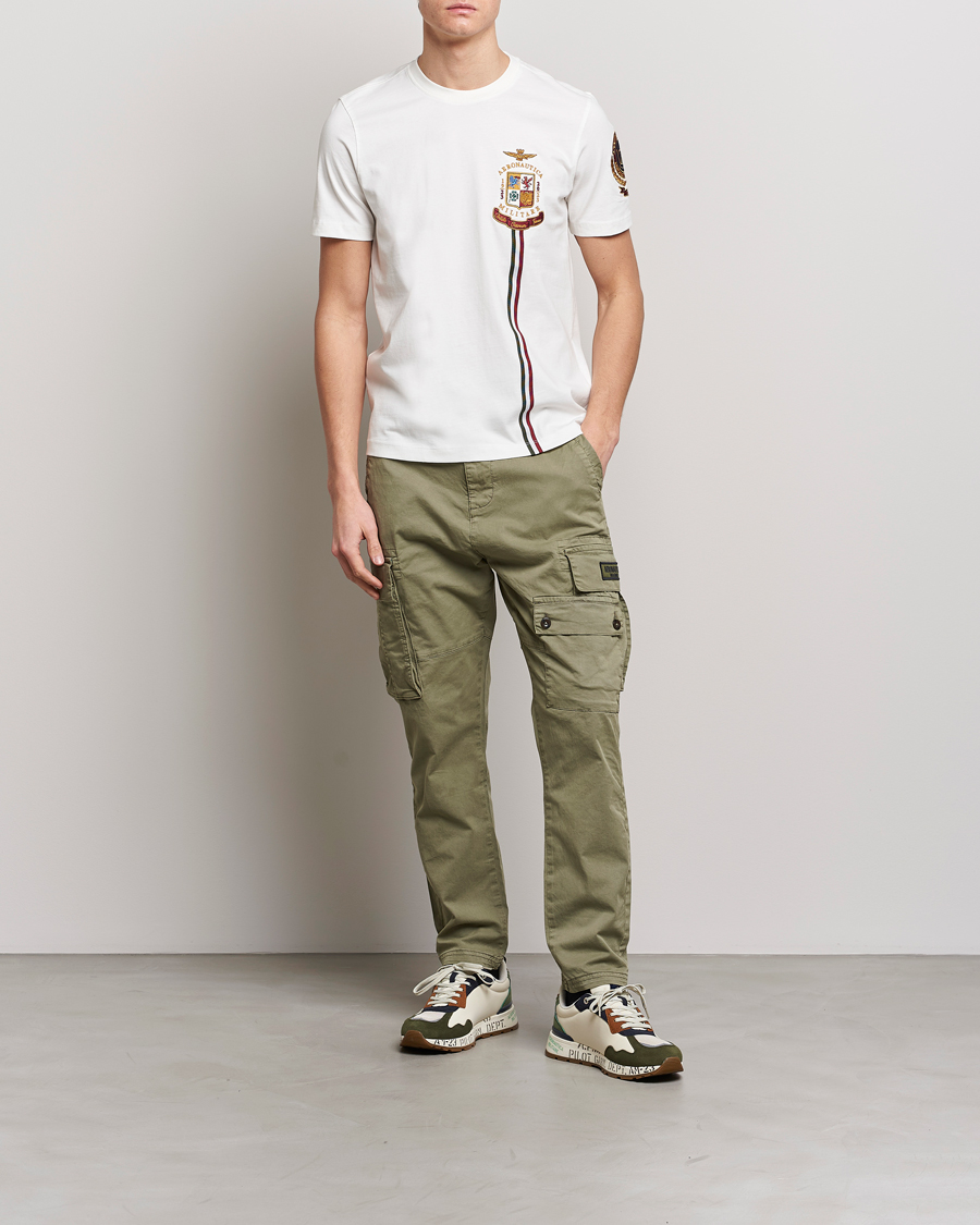 Mies | T-paidat | Aeronautica Militare | Tape Cotton T-Shirt White Cream