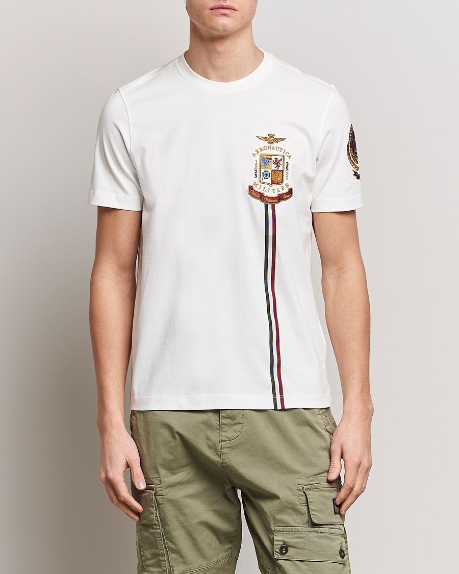 Mies |  | Aeronautica Militare | Tape Cotton T-Shirt White Cream