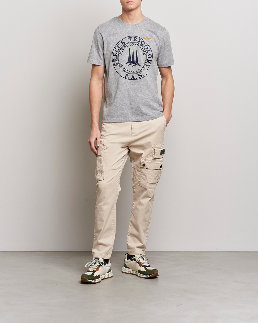 Mies | T-paidat | Aeronautica Militare | Tricolor T-Shirt Melange Grey