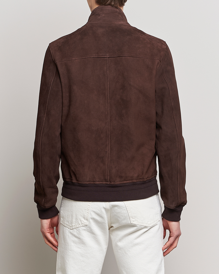 Mies | Takit | Valstar | Suede Zip Blouson Dark Brown