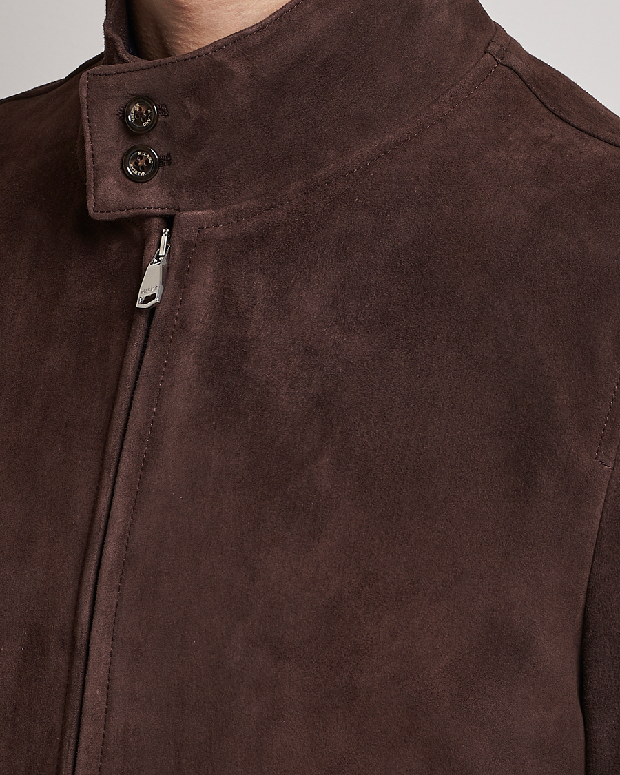 Mies | Takit | Valstar | Suede Zip Blouson Dark Brown