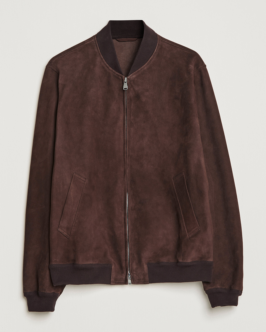 Mies | Takit | Valstar | Suede Bomber Jacket Dark Brown