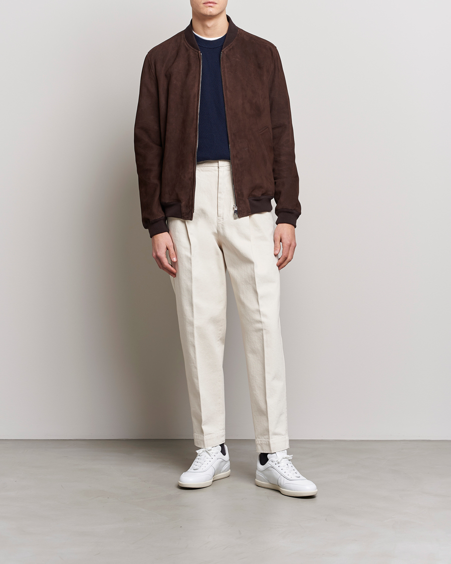 Mies | Takit | Valstar | Suede Bomber Jacket Dark Brown