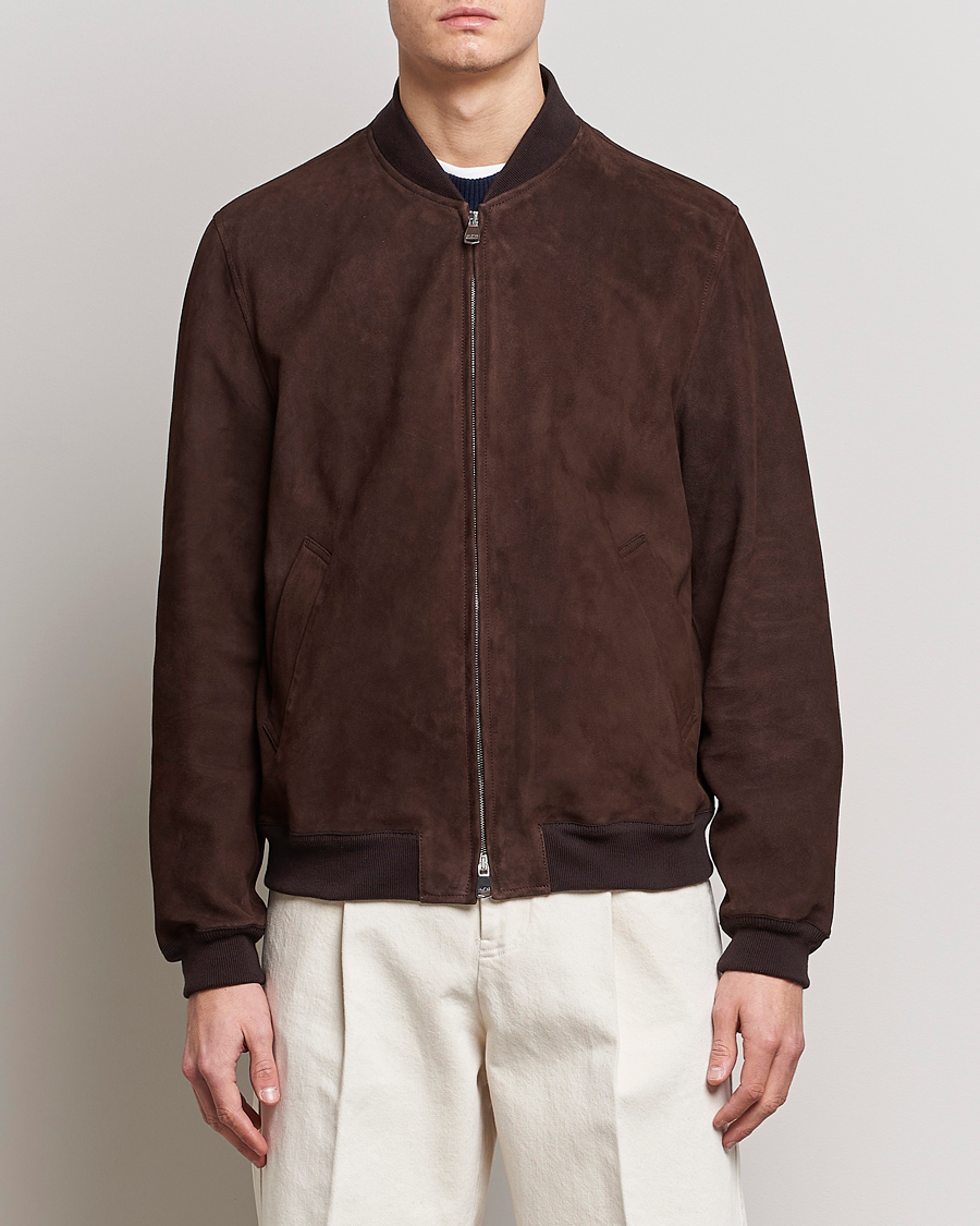 Mies | Takit | Valstar | Suede Bomber Jacket Dark Brown