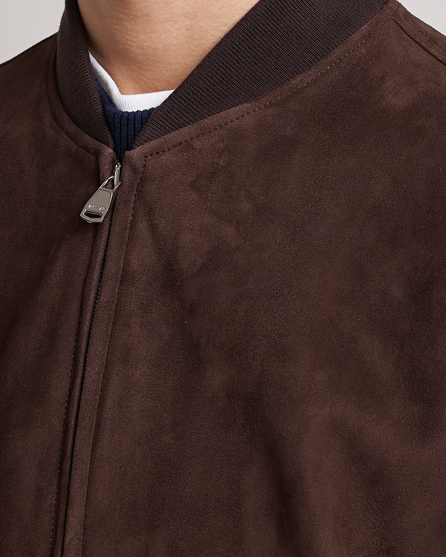 Mies | Takit | Valstar | Suede Bomber Jacket Dark Brown