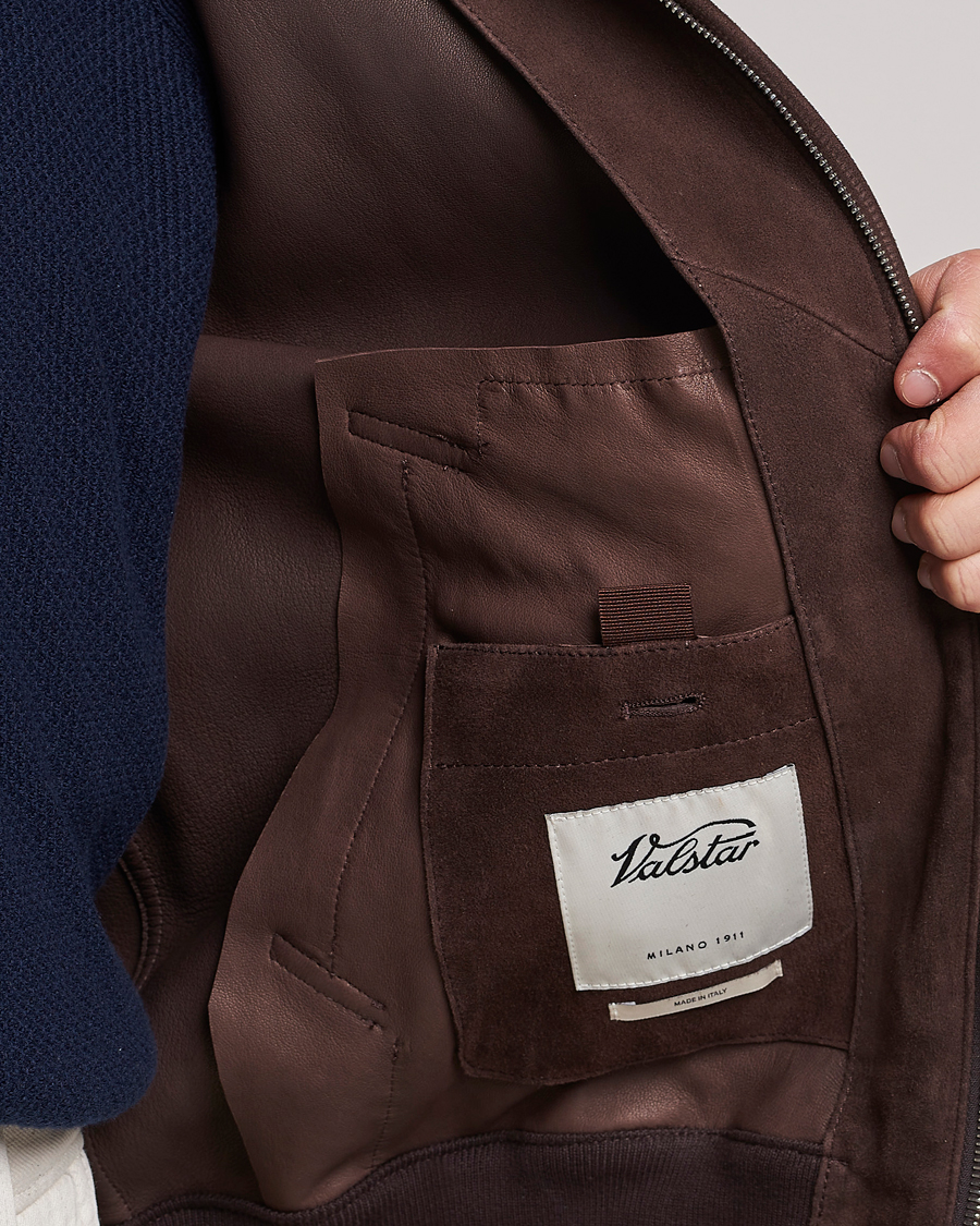 Mies | Takit | Valstar | Suede Bomber Jacket Dark Brown