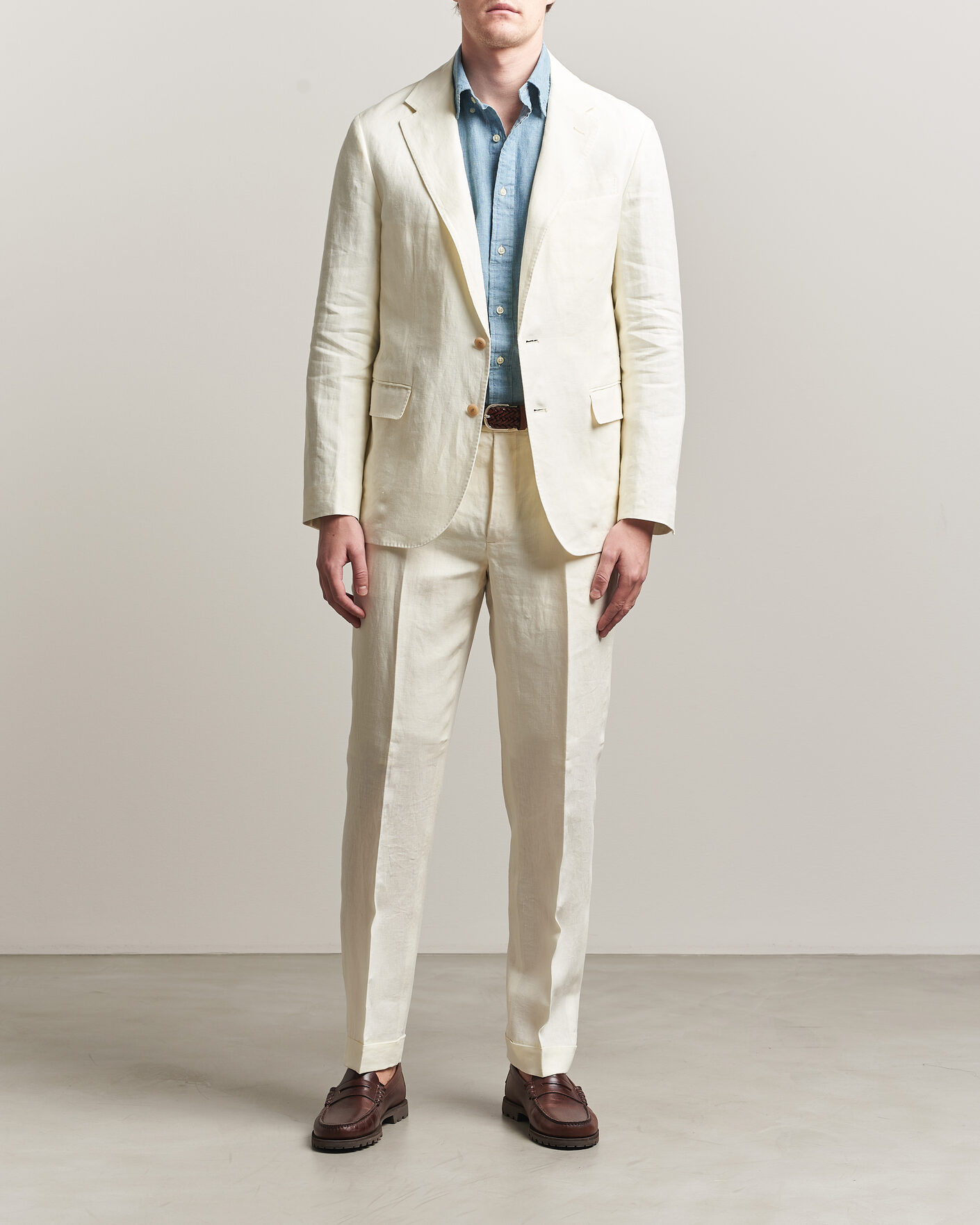 Mies | Housut | Polo Ralph Lauren | Linen Pleated Trousers Cream