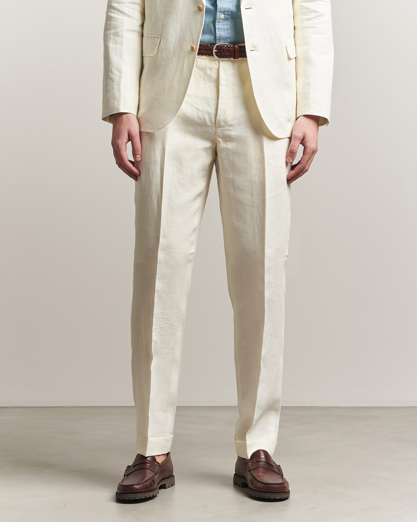 Mies | Housut | Polo Ralph Lauren | Linen Pleated Trousers Cream