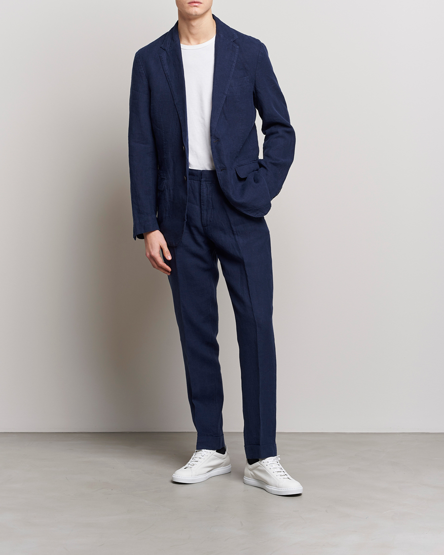 Mies | Housut | Polo Ralph Lauren | Linen Pleated Trousers Navy