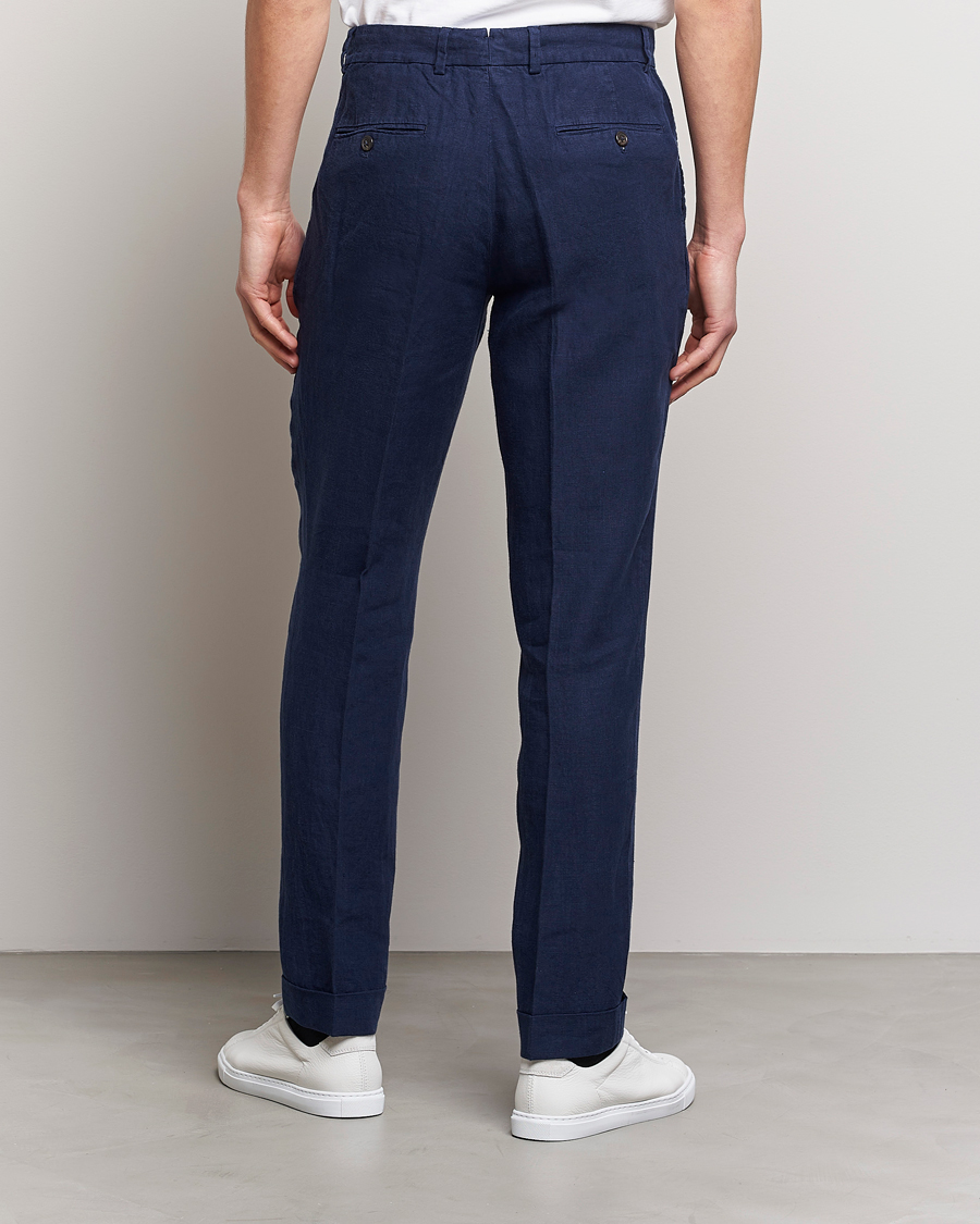 Mies | Housut | Polo Ralph Lauren | Linen Pleated Trousers Navy