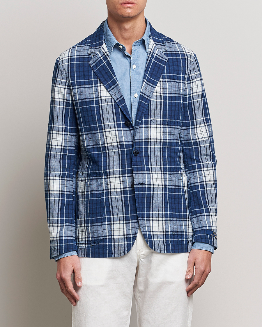 Mies | Puuvillaiset pikkutakit | Polo Ralph Lauren | Madras Indigo Checked Sportcoat Blue Multi