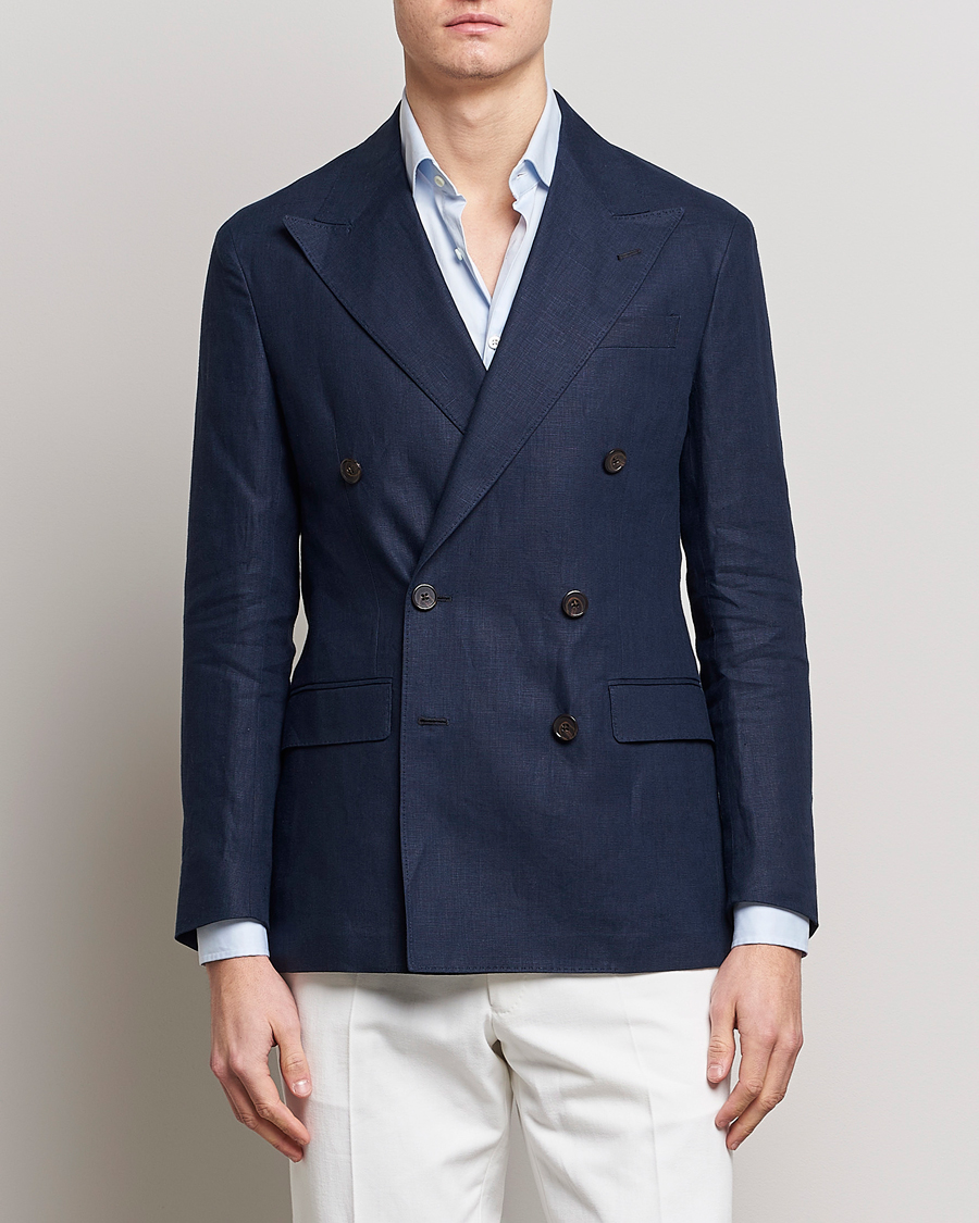 Mies | Vaatteet | Polo Ralph Lauren | Linen Double Breasted Sportcoat Dark Navy