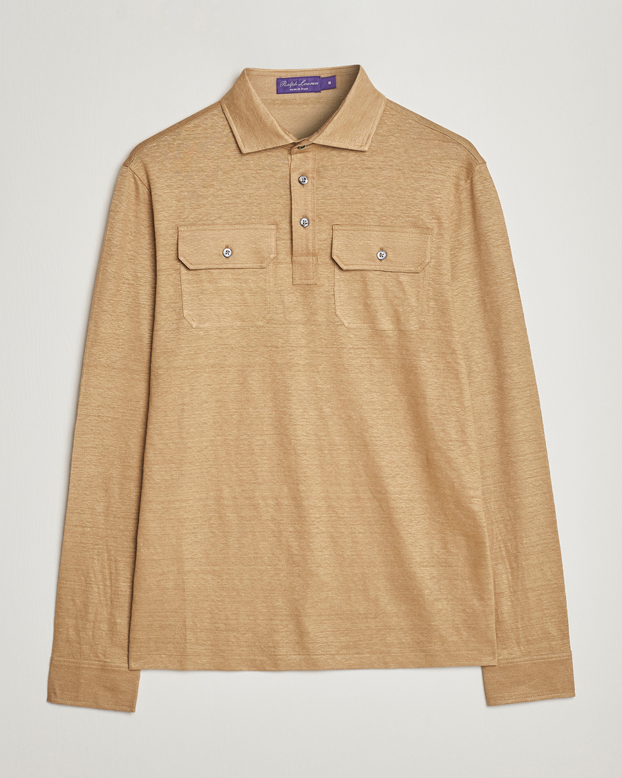 Mies | Puserot | Ralph Lauren Purple Label | Linen Jersey Popover Icon Khaki