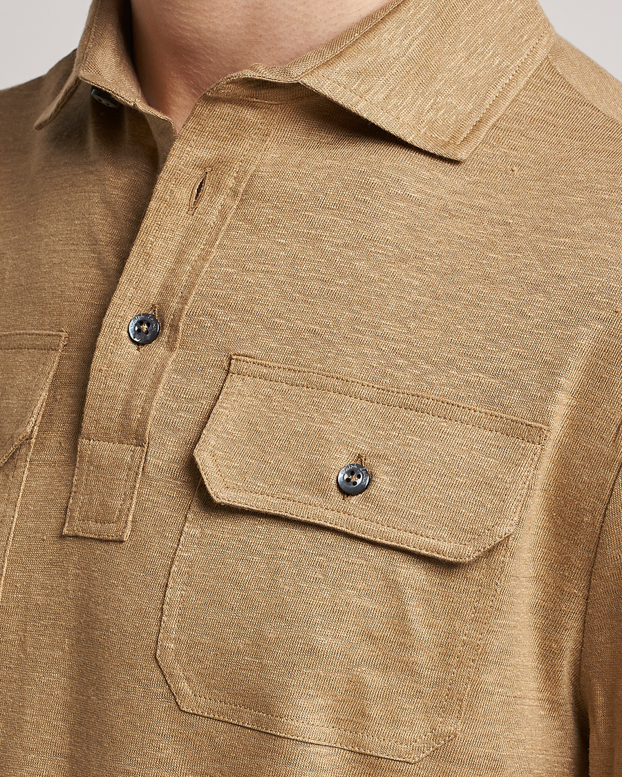 Mies | Puserot | Ralph Lauren Purple Label | Linen Jersey Popover Icon Khaki