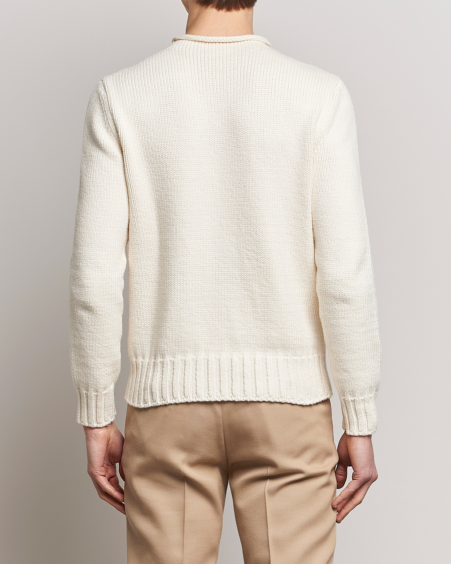 Mies | Puserot | Ralph Lauren Purple Label | Caged Cotton Rib Sweater Natural