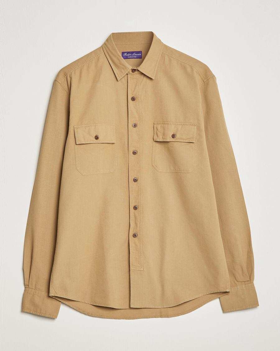 Mies | Kauluspaidat | Ralph Lauren Purple Label | Cotton Explorer Shirt Khaki
