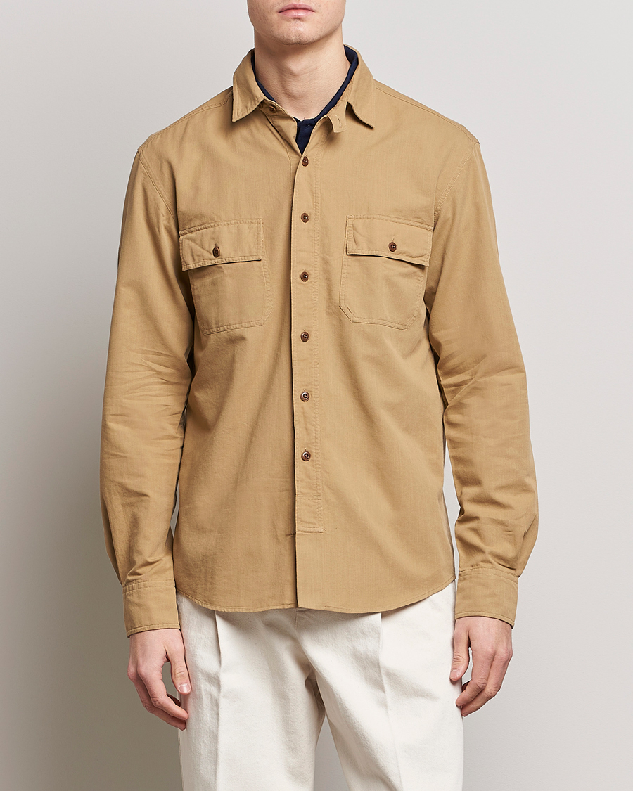 Mies |  | Ralph Lauren Purple Label | Linen Explorer Shirt Khaki