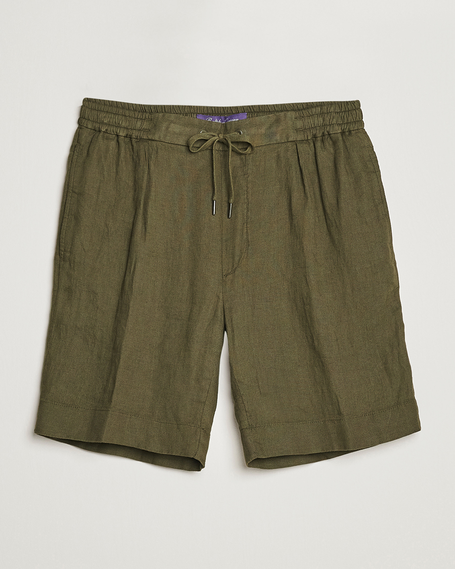 Mies | Shortsit | Ralph Lauren Purple Label | Rumpled Linen Shorts Olive